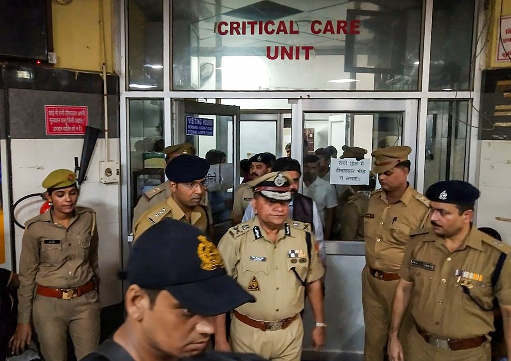 Lucknow: UP Director General of Police (DGP) OP Singh comes out of the KGMC Hospital after visiting the Unnao rape survivor, in Lucknow, Monday, July 29, 2019. The rape survivor got injured in a road accident near Raebareli, Sunday. (PTI Photo) (PTI7_29_2019_000226B)