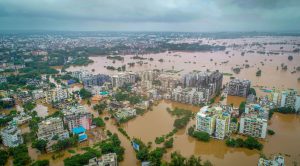Kolhapur: A view of flooded area due to overflow of Panchganga river during monsoon season, in Kolhapur, Wednesday, Aug 7, 2019. (PTI Photo) (PTI8_7_2019_000215B)