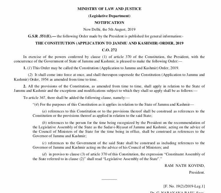 Presidential Order Article 370