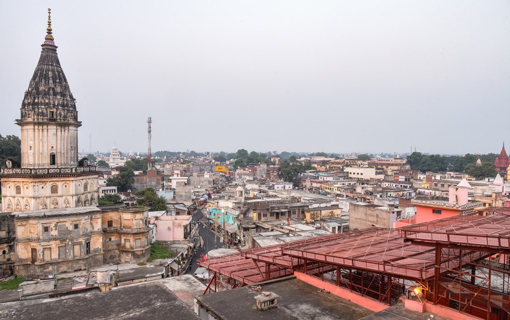 Ayodhya: A view of the temple city of Ayodhya as seen from the roof of the famous Hanumangarhi, Thursday evening, Oct. 17, 2019. (PTI Photo) (PTI10_17_2019_000140B)
