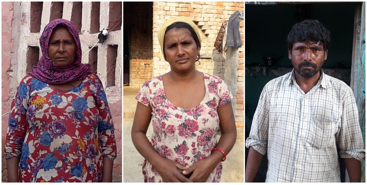 हरियाणा के बनियानी गांव के सांसी मोहल्ले में रहने वाली नाहरी देवी, अंगूरी देवी और सत्यवान (बाएं से दाएं).