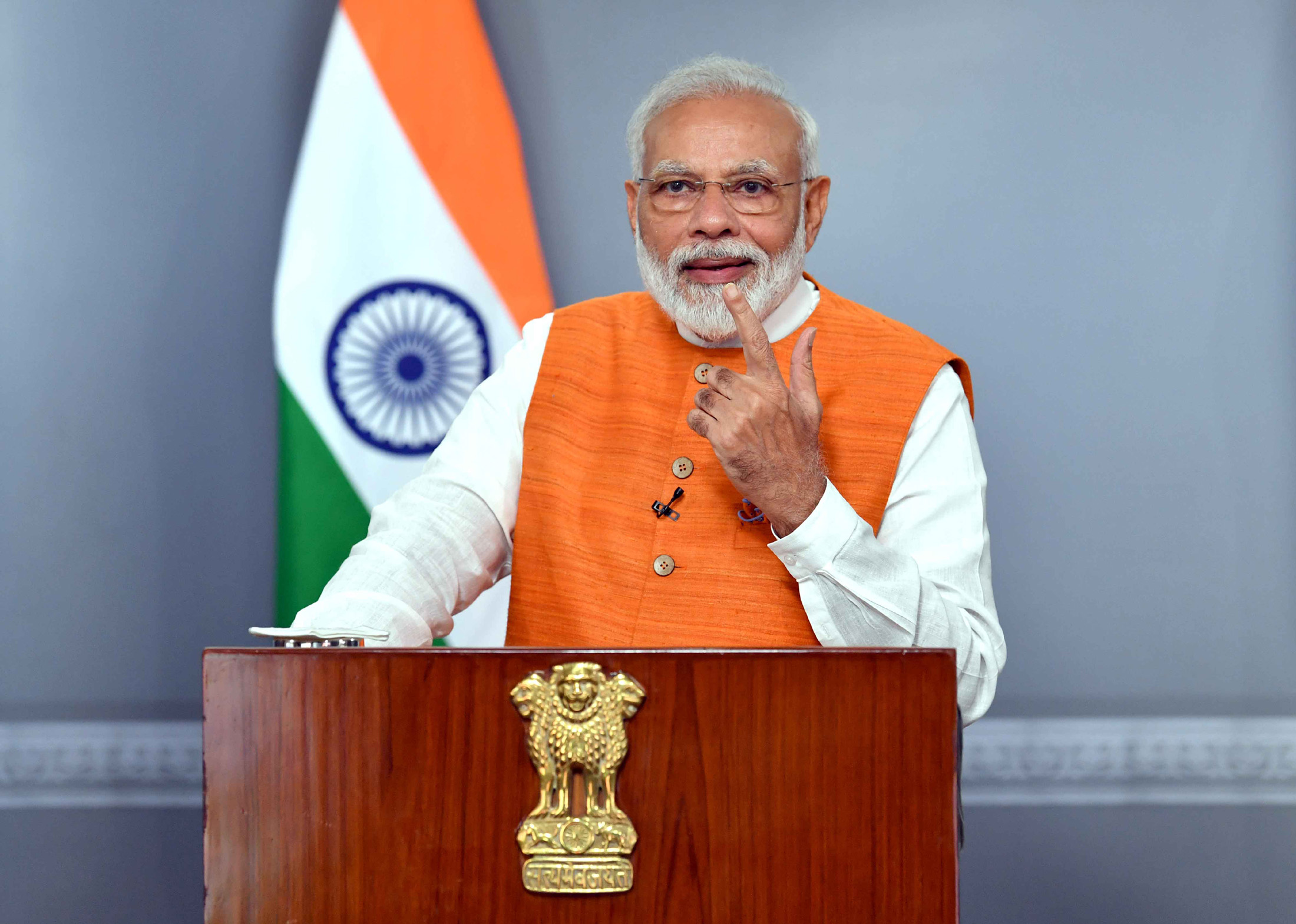 The Prime Minister, Shri Narendra Modi addressing the Malayala Manorama News Conclave 2019 in Kochi via video conferencing, in New Delhi on August 30, 2019.