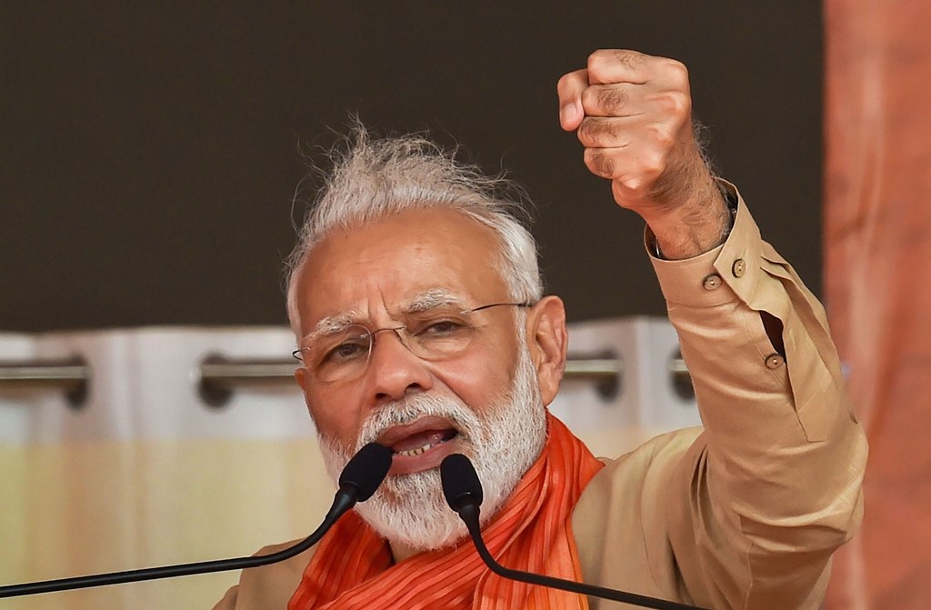 Charkhi Dadri: Prime Minister Narendra Modi addresses an election campaign rally ahead of Haryana Assembly elections, in Charkhi Dadri, Tuesday, Oct. 15, 2019. (PTI Photo/Manvender Vashist) (PTI10_15_2019_000116B)