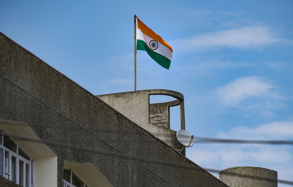 Srinagar: Indian tricolour flag flies atop Civil Secretariat, in Srinagar, Oct. 31, 2019. Jammu and Kashmir on Thursday transitioned from a state into two union territories with a wary Valley shutting down as it has for 88 days and Prime Minister Narendra Modi saying the "new system" is aimed at "building a strong link of trust". (PTI Photo/S. Irfan)(PTI10_31_2019_000321B)
