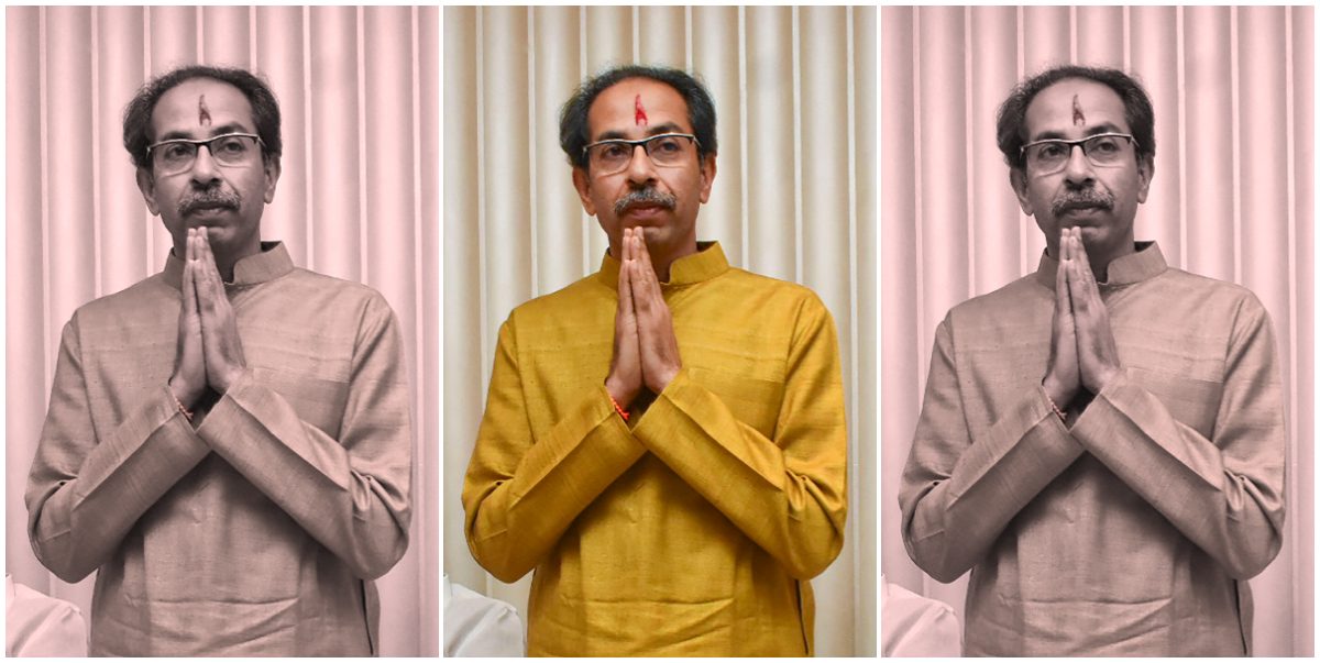 Mumbai: Shiv Sena President Uddhav Thackeray gestures after he was chosen as the nominee for Maharashtra chief minister's post by Shiv Sena-NCP-Congress alliance, during a meeting in Mumbai, Tuesday, Nov. 26, 2019. NCP chief Sharad Pawar and other leaders are also seen. (PTI Photo)(PTI11_26_2019_000255B)