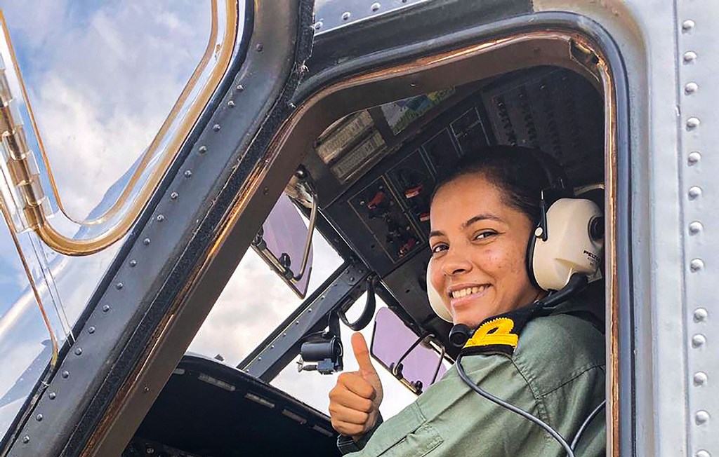 New Delhi: In this undated photo, Sub-lieutenant Shivangi gives thumbs up. Shivangi on Monday, Dec. 2, 2019, became the first woman pilot to join the Indian Navy on completion of operational training. Hailing from Muzzafarpur in Bihar, Shivangi joined operational duties at Kochi naval base and will be flying the Naval Dornier surveillance aircraft. (PTI Photo)(PTI12_2_2019_000192B)